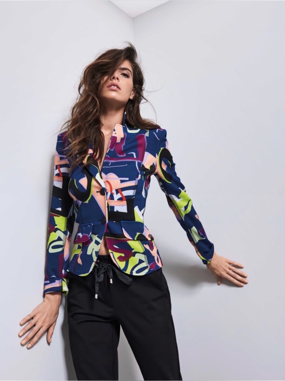 Airfield Candy Graphic Print Stretch Blazer Size 40 Medium Statement European